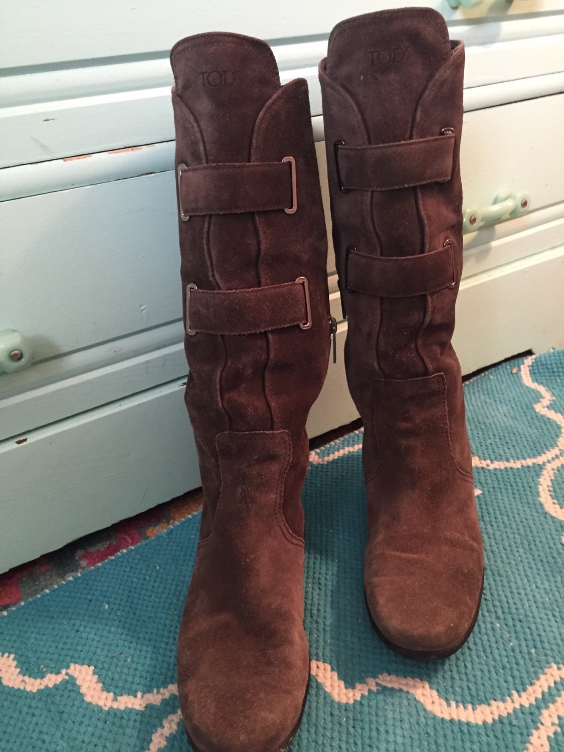 Brown suede TODD'S slouch boots 39