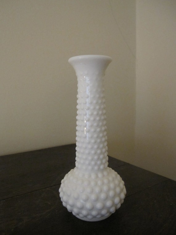 White Milk Glass Hobnail Vase by TheMaineMercantile on Etsy