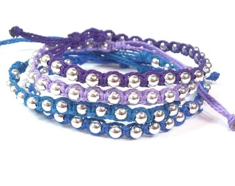 Items similar to Woven Macrame Adjustable Bracelet- Light blue, white ...