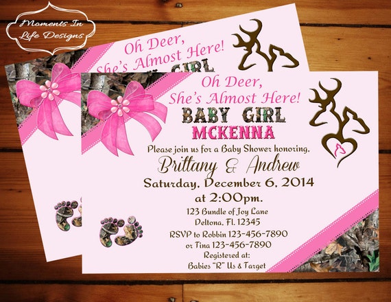 Camouflage Baby Girl Invitations 9