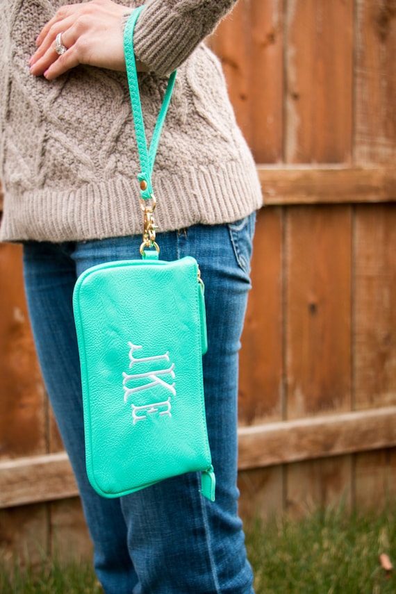 Monogrammed Faux Leather Wristlet/Clutch by SouthernTradeMark