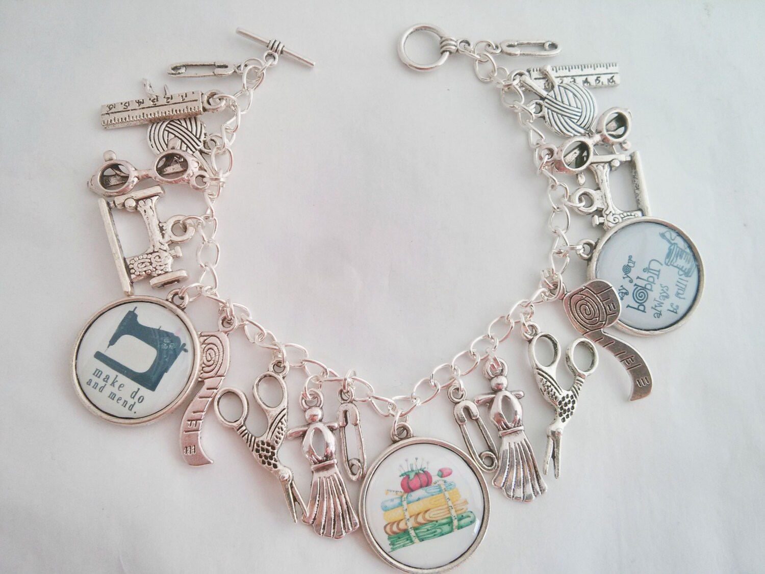 Sewing charm bracelet gift for crafters love to craft charm
