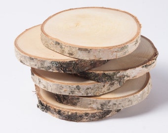 10 birch slices 2"- 3" , wooden slices, rustic wedding decoration, wood coasters, wood discs for home decors