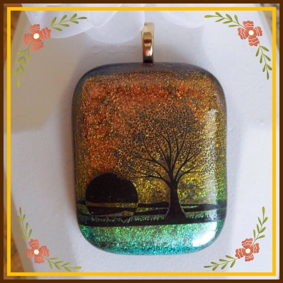 Fused Glass Pendant Fused Glass Jewelry Fused Glass Decal