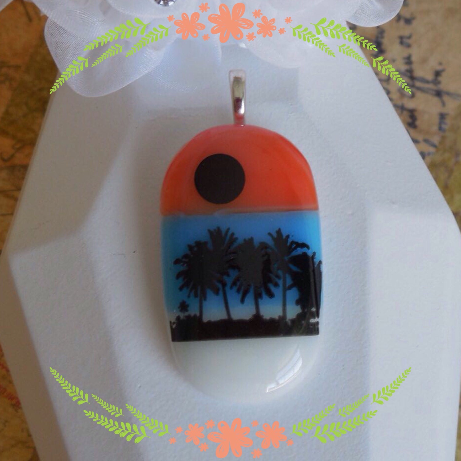 Fused Glass Pendant Fused Glass Jewelry Fused Glass Decal