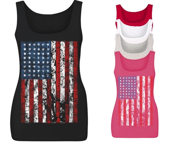 Vintage USA Flag Women's Tank Top 4th Of July Tank Tops
