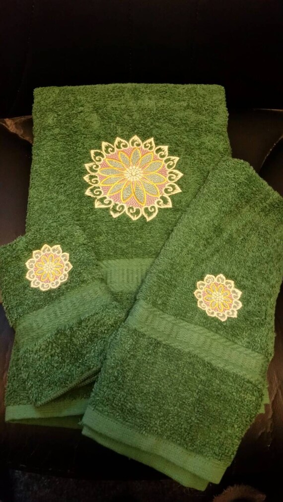Homemade Embroidered Towel set by OurKraftyPlace on Etsy