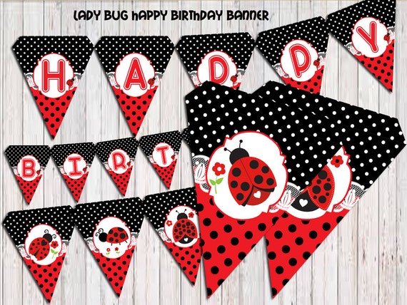 Ladybug Banner Ladybug Birthday banner party banner Banner