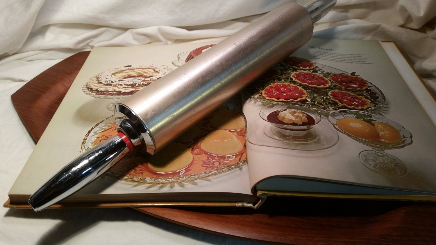 Retro Era Copper and Chrome Rolling Pin // Vintage 1960s Metal