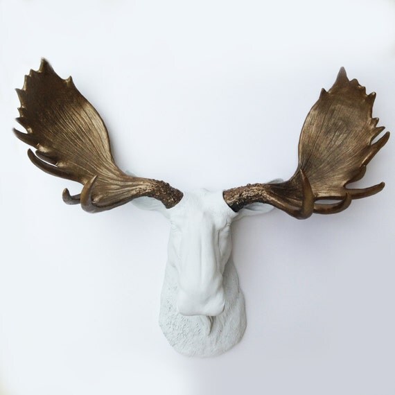 ANY COLOR or WHITE Faux Moose Head // Cabin Decor // by KINGFOUR