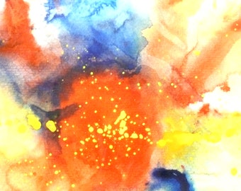Abstract Painting , Original Watercolour, Primary Colors, Framed Home Decor, Nursery Decor, Office Wall Art, Watercolor Abstract Art