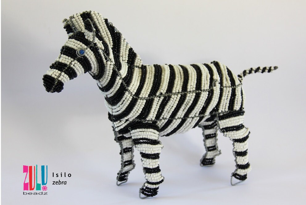 ISILO Zulu Beaded Large Zebra by ZuluBeadz on Etsy