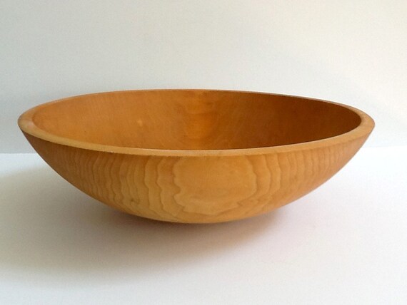 Vintage Large Round Hand Crafted Wooden Bowl Made in Vermont