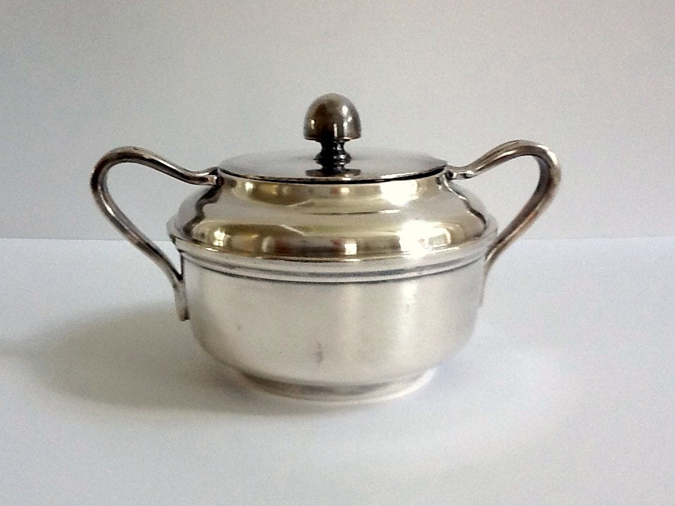 Vintage WWll US Navy Silver Plated Sugar Bowl USN Silver
