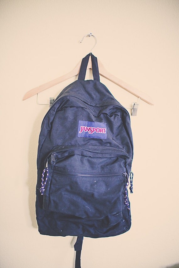 Vintage 90's Backpack Jansport Black Zipper Back Pack