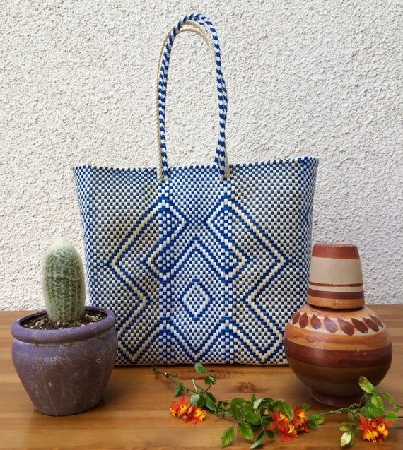 mexican woven plastic tote