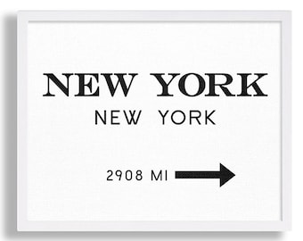 New York City Print Typography Art Print Gift for Him Fashion Art NYC Art Marfa Sign Print Black and White Print