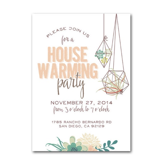 Housewarming party Invitation succulent modern housewarming