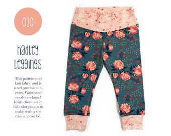 010 Hadley Leggings PDF Sewing Pattern Baby or Kid Toddler Knit Pants Boy Girl Rib Cuff Preemie to 6T Sadi & Sam
