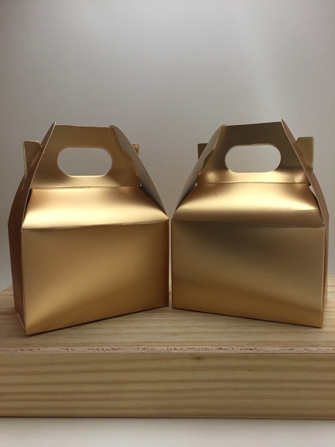 12 Gold Metallic Gable Boxes For Party Favors Bridal Showers