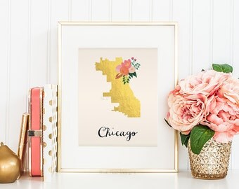 Chicago Art Chicago Map Chicago Print Chicago Poster Chicago Printable Digital Chicago Printable Map art Chicago Download Chicago Map Art