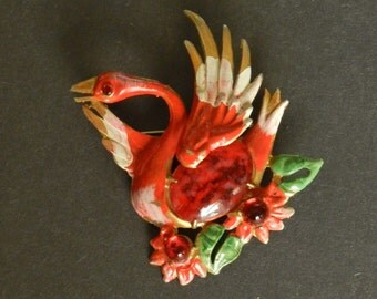 Vintage Art Deco Jelly Belly Swan Brooch