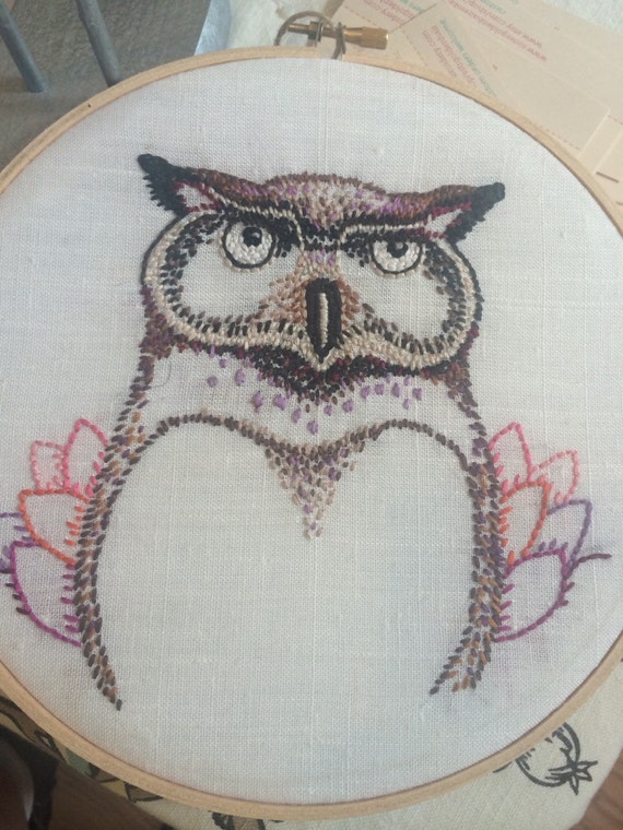 Owl hoop embroidery by sstrgoldenhair on Etsy