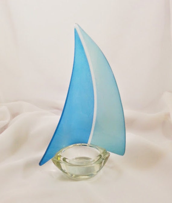 blue sailboat tealight holders