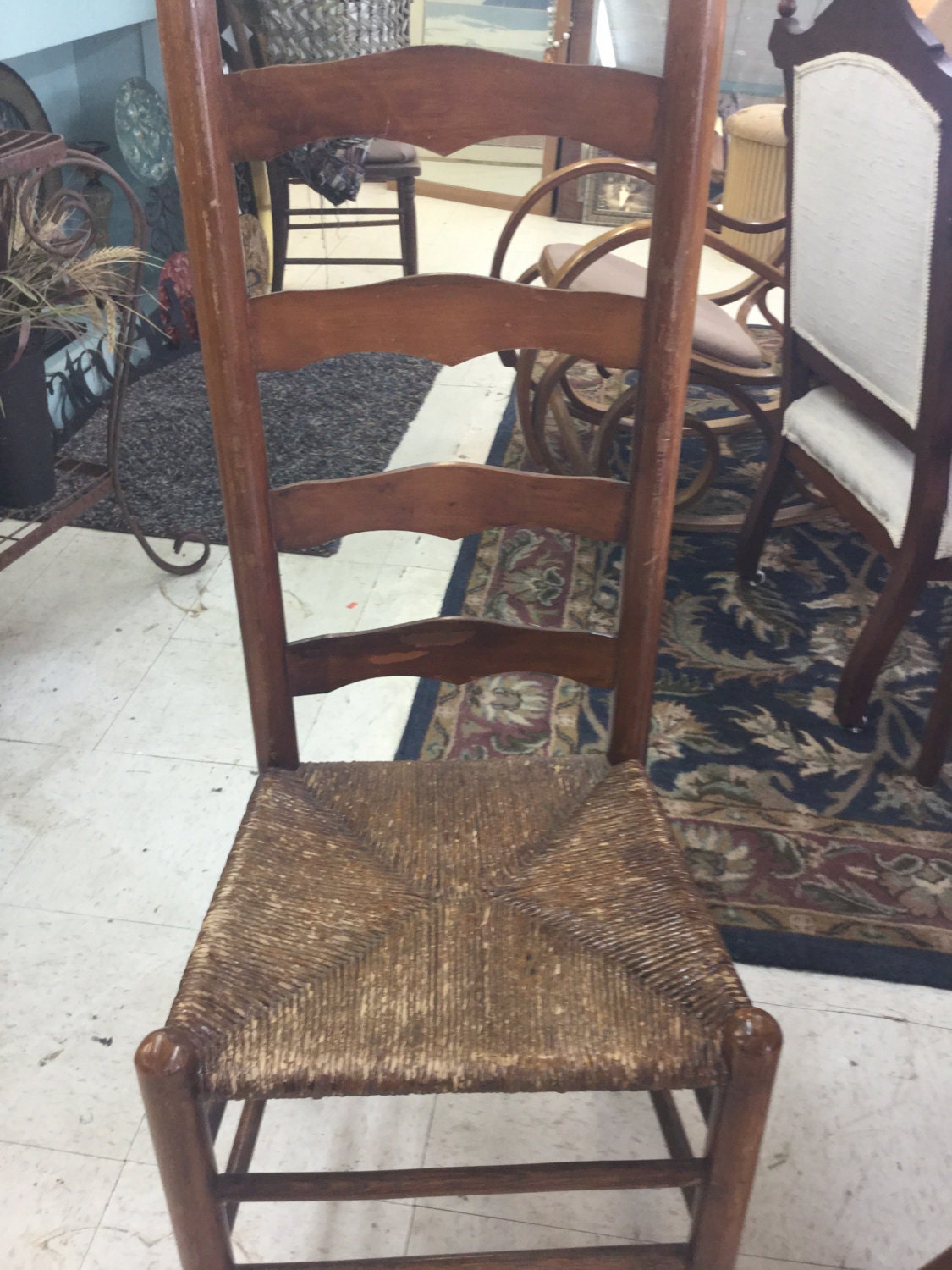 Vintage wooden high back chairs Haute Juice