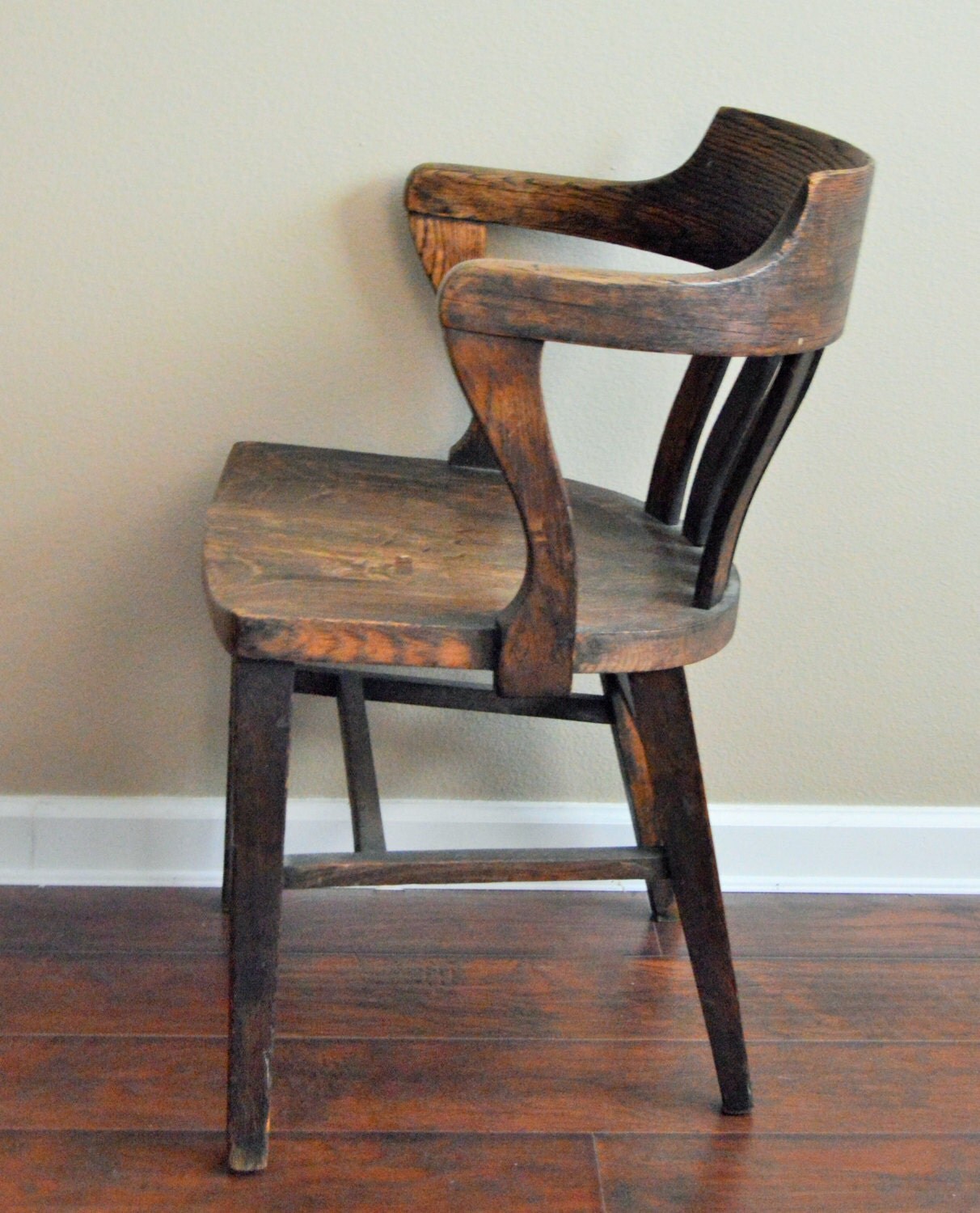 Antique Bankers Chair Antique Oak Office Jury Court Vintage