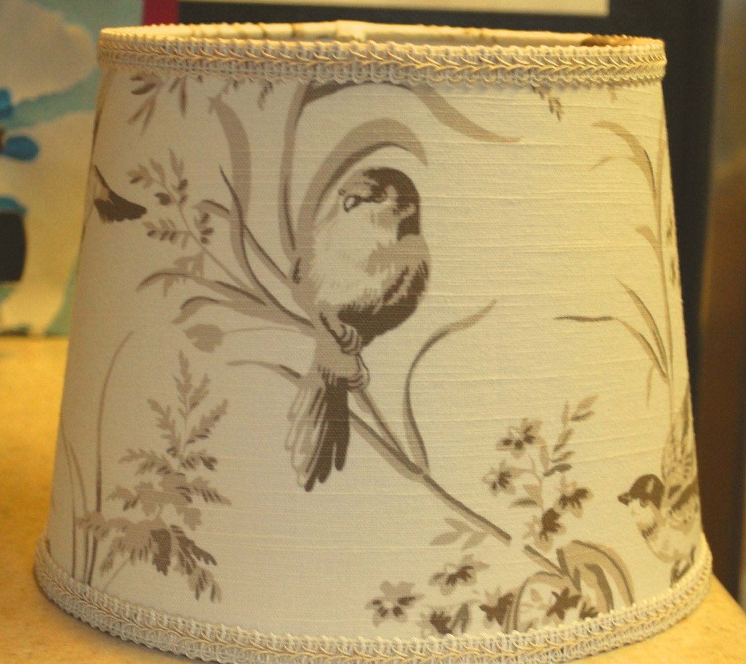 Custom French Country Bird Lamp Shade LampshadeBeige Cream