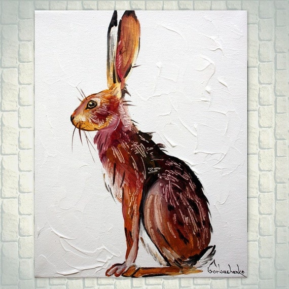 Rabbit painting rabbit art acrylic rabbit nature by SunnyTaraTet