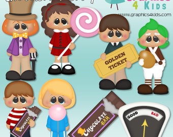 Chocolate Factory Willy Wonka Digital Clipart - Clip art for scrapbooking, party invitations - Instant Download Clipart Commercial Use