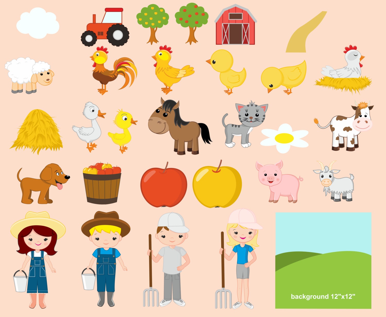 Farm Clipart / Farm digital clip art / barnyard clipart / farm