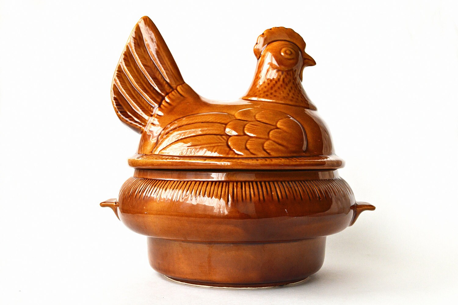 1960s Chicken Soup Tureen California Pottery Brown Glaze
