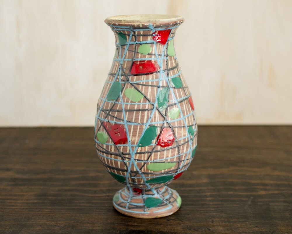 Colorful Italian Mid Century Modern Vase with Abstract Design
