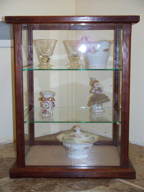 Wood and Glass Display Case for Dolls Models Crystal