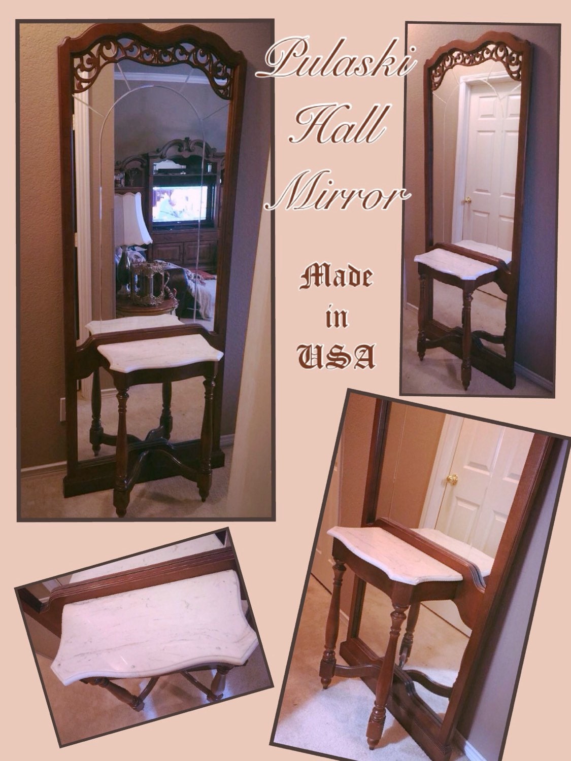 PULASKI furniture mirrored hall tree entry table by BlondysCastle