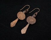 Shield Maiden copper dangle earrings wire wrapped earrings woman warrior earrings Shield Maiden of Rohan inspired earrings gift for her