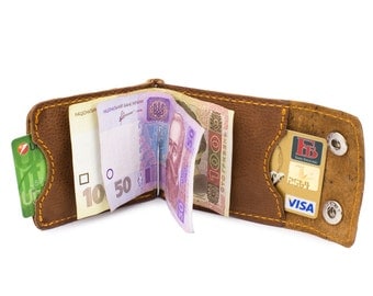 Personalized Leather Money Clip Wallet Mens leather wallet Pocket wallet Bifold wallet