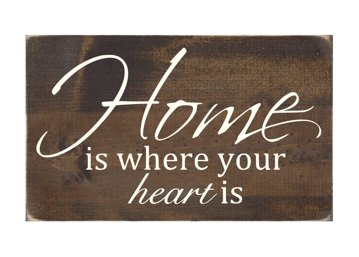 Wall Quote Rustic Wood Sign Home is Where Your Heart Is
