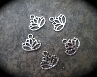 Lotus Charms package of 5 charms perfect for adjustable bangle bracelets Yoga charms