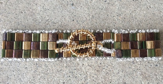 Tri-Colour Tila Bracelet, Beaded Artwork