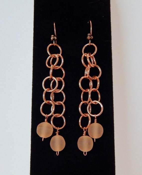Copper Dangle Earrings Copper Chain Link Earrings