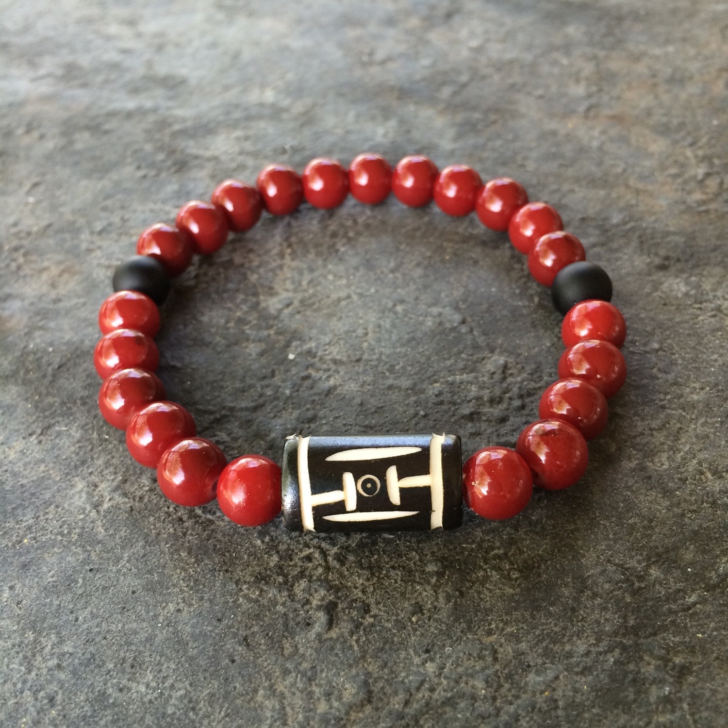 Mens beaded bracelet mens bracelet by Notsoclassydesigns on Etsy