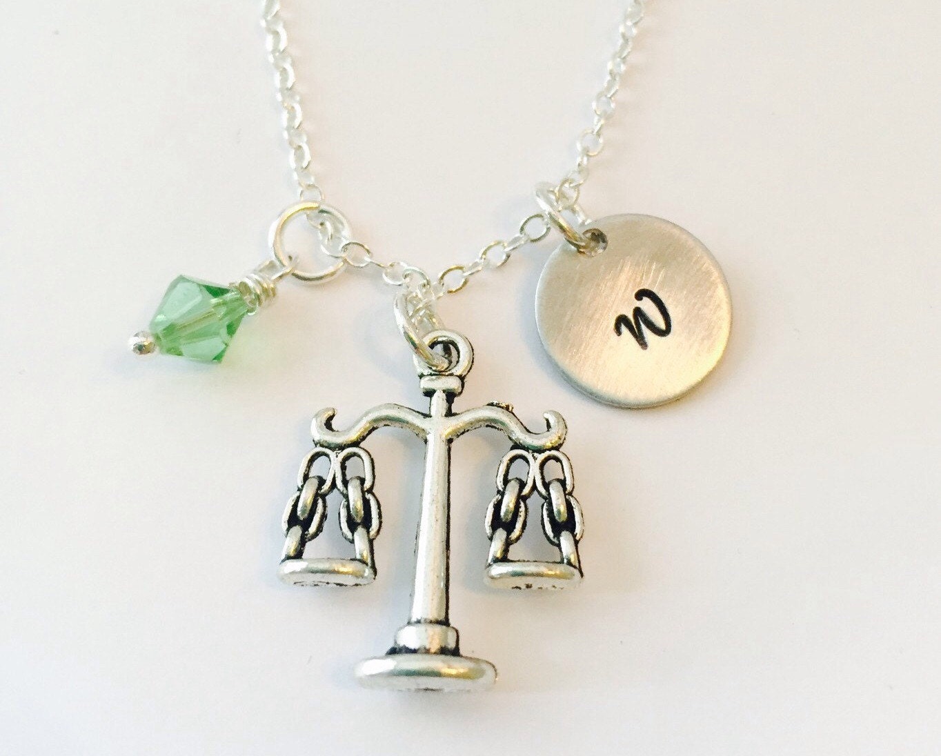 Scales of Justice Necklace Initial Necklace Lawyer Necklace