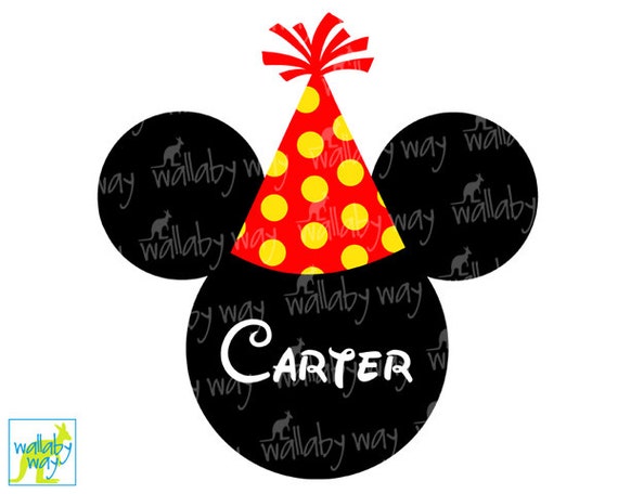Mickey Party Hat Birthday Printable Iron On Transfer or Use as