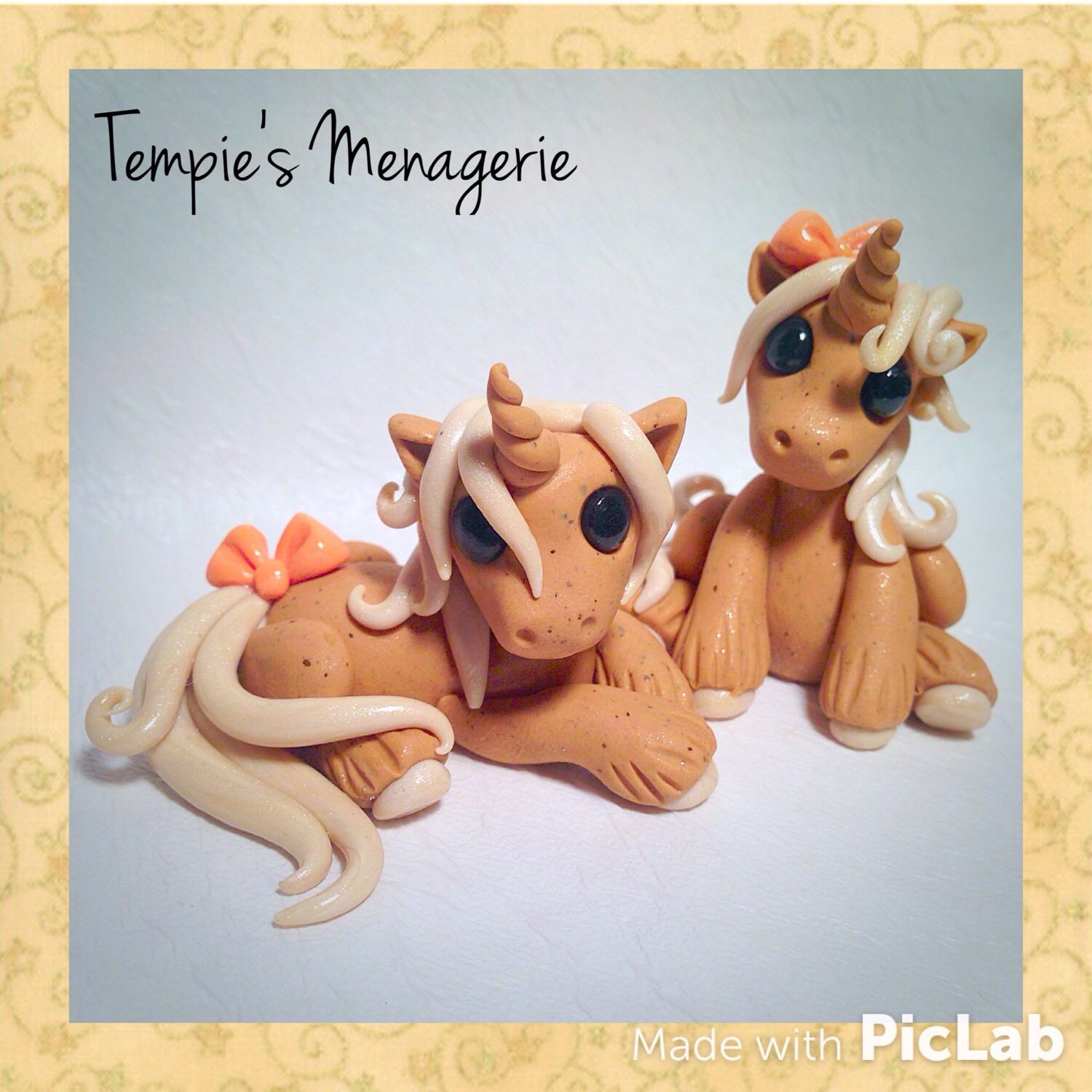 Adorable Unicorn custom polymer clay Miniature by TempiesMenagerie