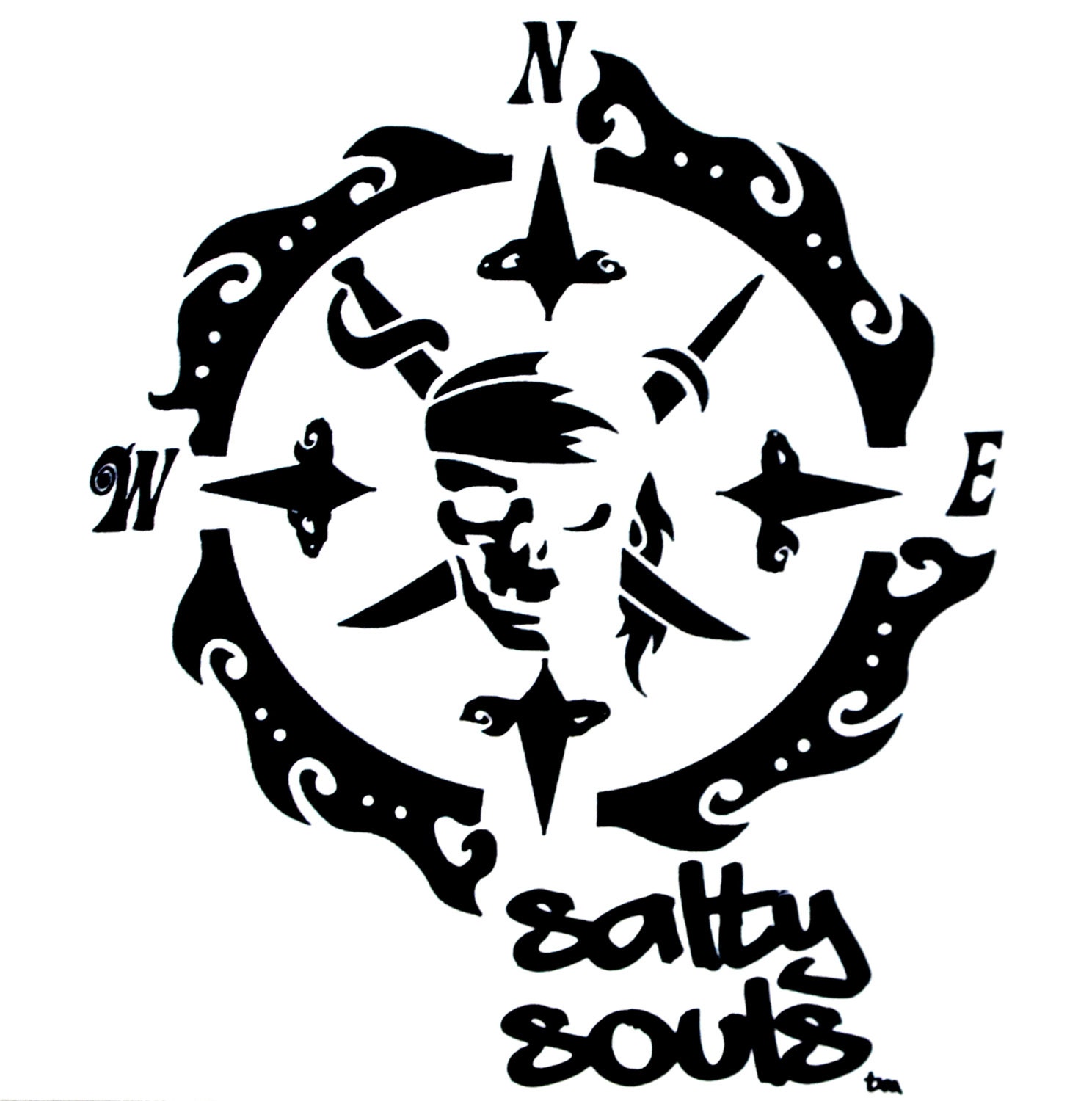 Download Salty Souls Pirate Skull & Compass Logo Sticker Decal Beach