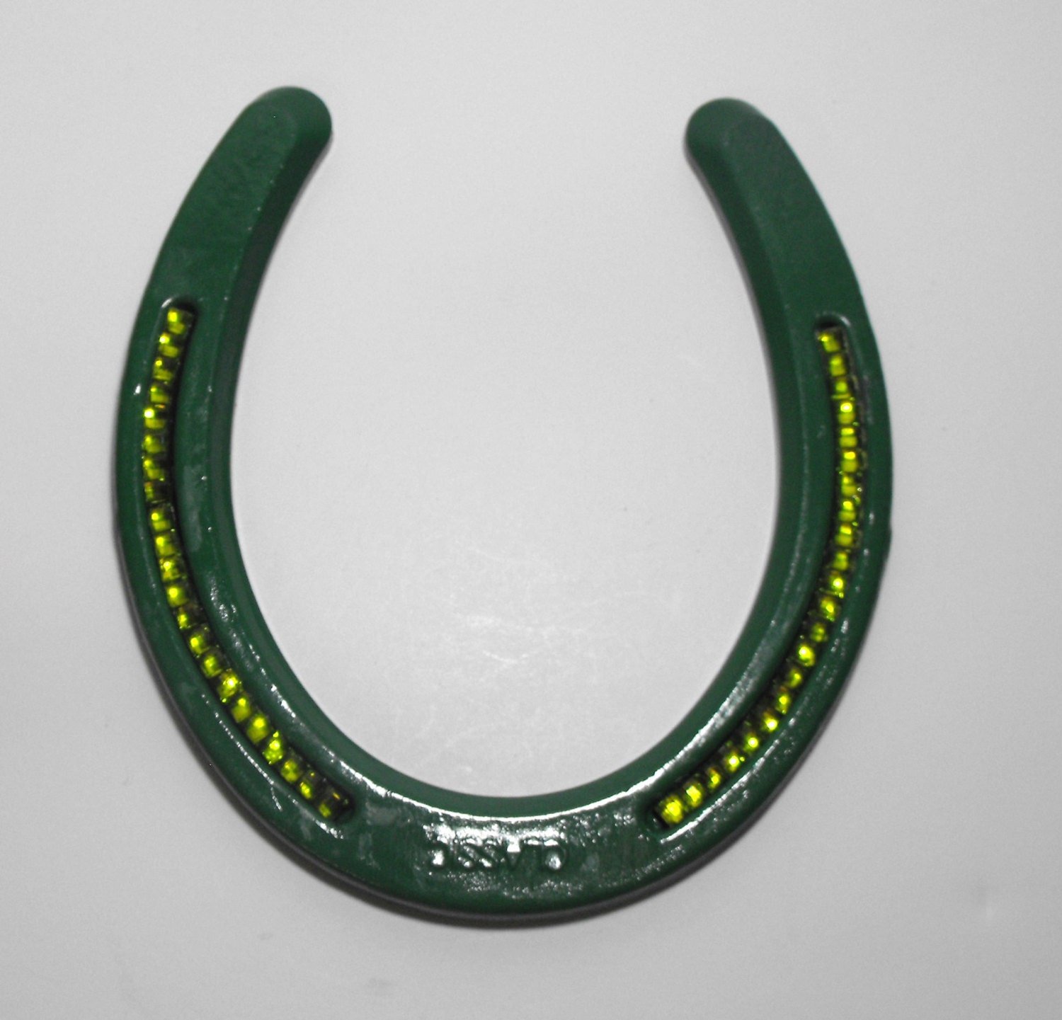 Horse Shoe Green Painted Horse Shoe Real by TwoWomenAndAHorse